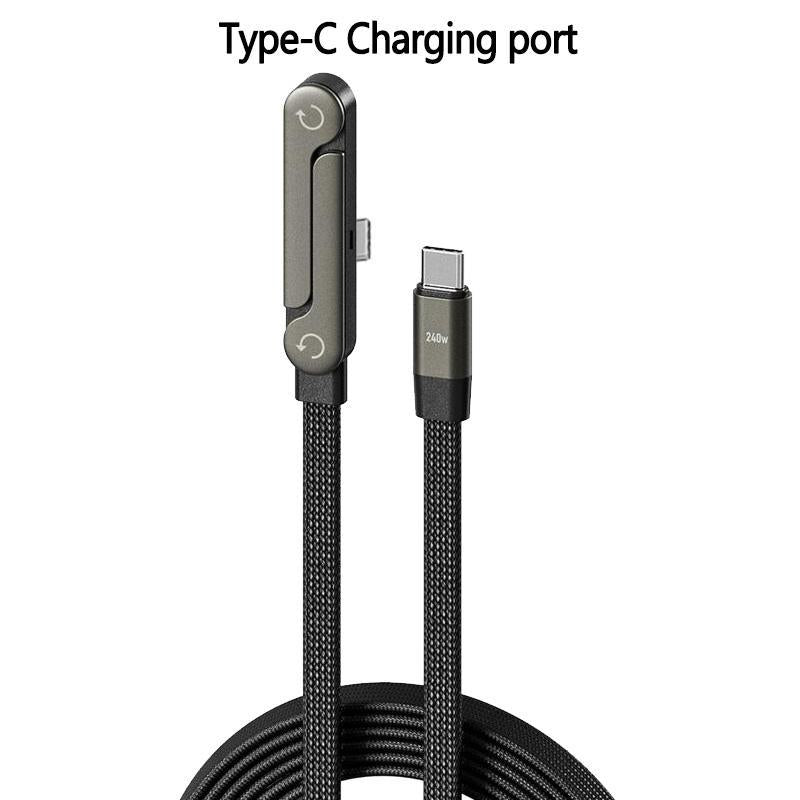 Invisible Holder Charger Cable with Stand, 240W Super Fast Charging 2-In-1 Fast Charging Cord & Phone Stand for Gaming, Office, Car Travel, Compatible with Type-C Charging Cable Black