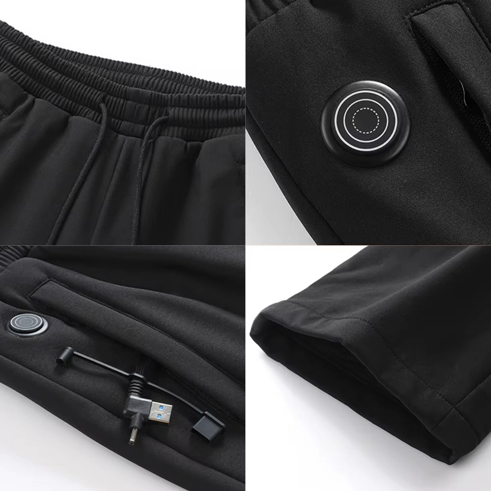Winter Heated Pants Hoodie for Unisex Elastic Waist USB 5V Thermal Pants 3 Temperature Mode Waterproof Pants for Skiing Fishing